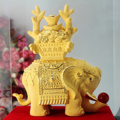 創(chuàng)意禮品 大象絨沙金擺件 商務饋贈與家居聚寶之選